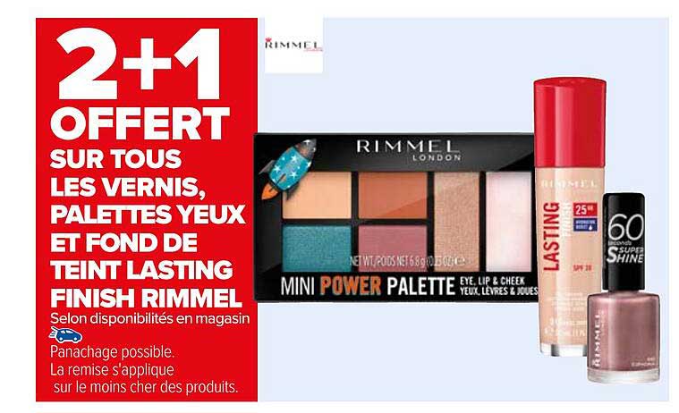 les vernis, palettes yeux et fond de teint lasting finish rimmel