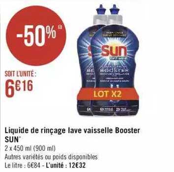 liquide de rinçage lave vaisselle booster sun