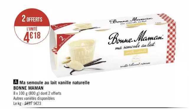 ma semoule au lait vanille naturelle bonne maman