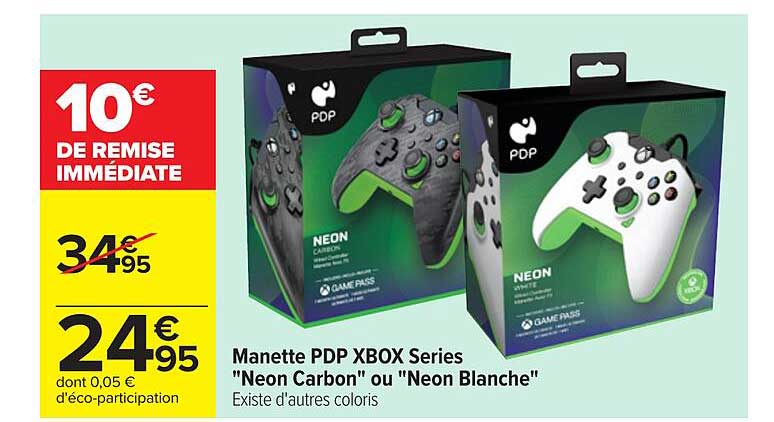 manette pdp xbox séries "neon carbon" ou "neon blanche"