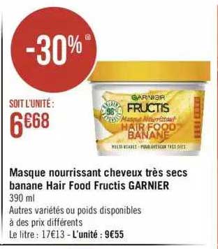 masque nourissant cheveux très secs banane hair food fructis garnier