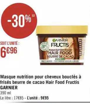Masque Nutrition Pour Cheveux Bouclés à Frisés Beurre De Cacao Hair Food Fructis Garnier