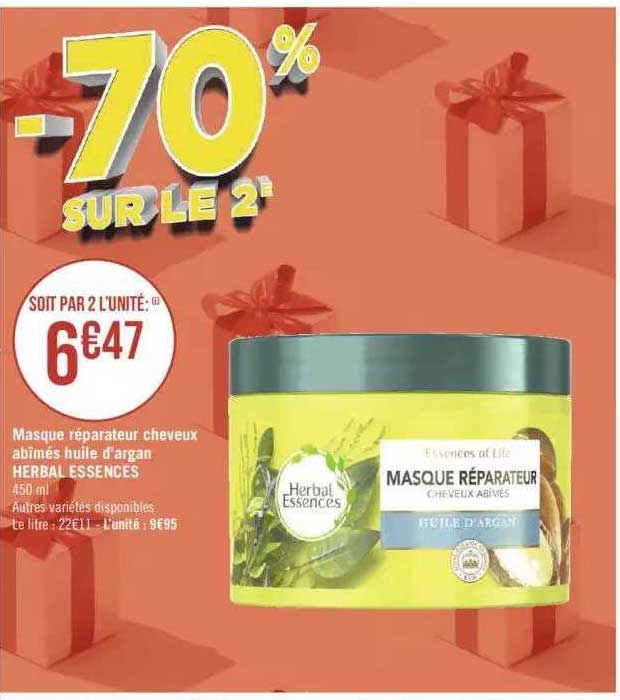 masque réparateur cheveux abimés huile d'argan herbal essences