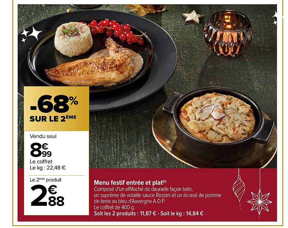 menu festif entrée et plat