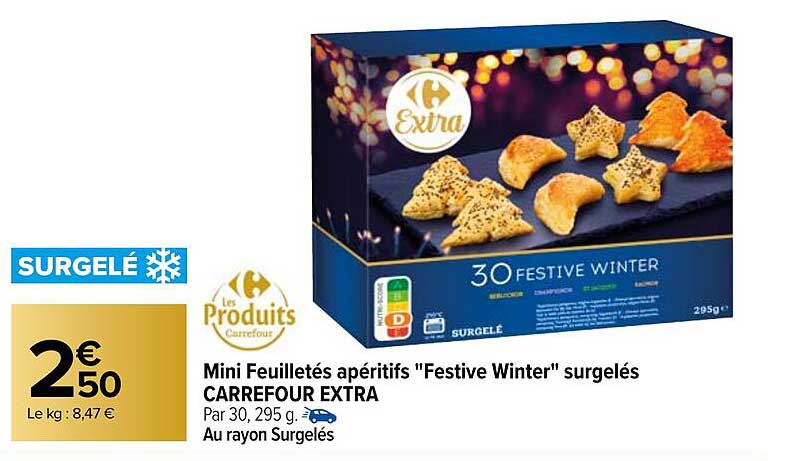 Mini Feuilletés Apéritifs "festive Winter" Surgelés Carrefour Extra