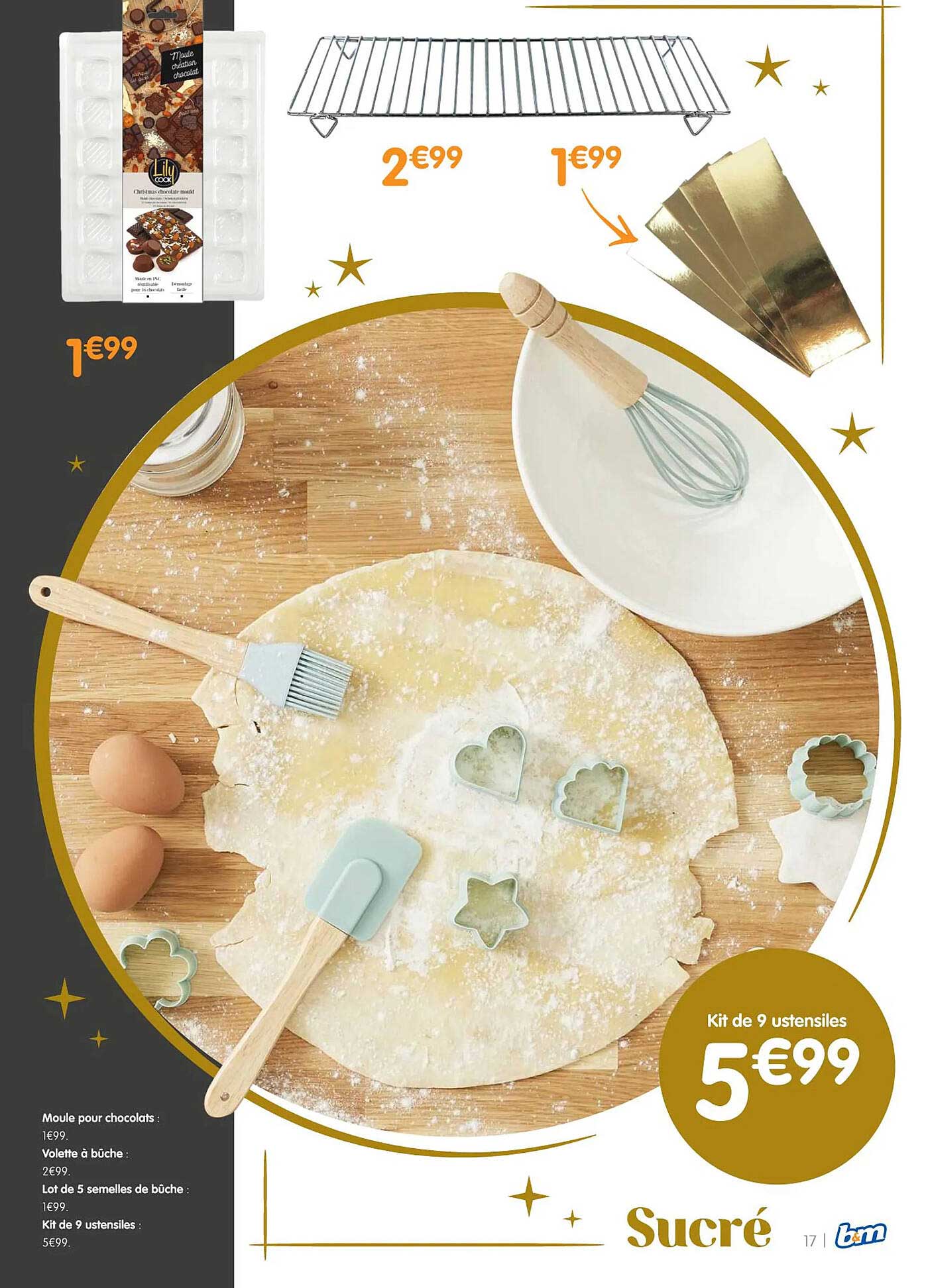 moule pour chocolats, volette à bûche, lot de 5 semelle à bûche, kit de 9 ustensiles