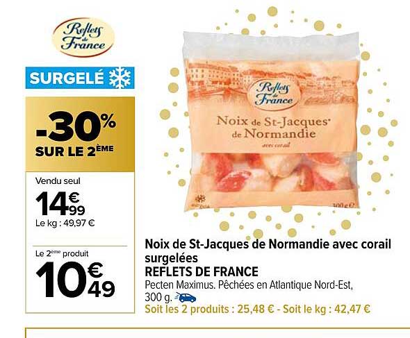noix de st-jacques de normandie avec corail surgelées reflets de france