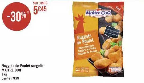 nuggets de poulet surgelés maître coq
