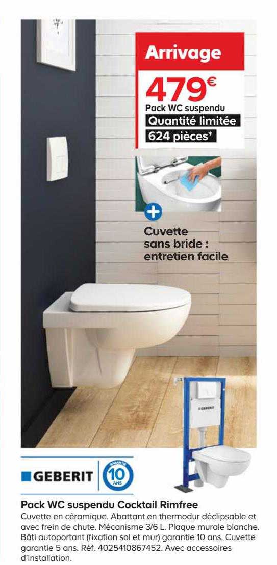 pack wc suspendu cocktail rimfree geberit