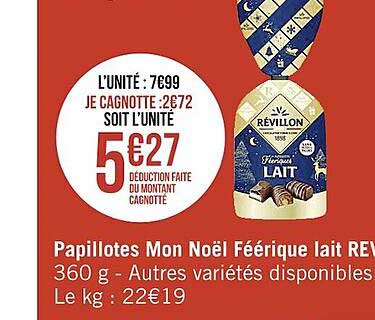 papillotes mon noël féerique lait révillon