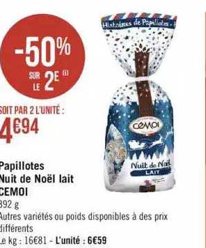 papillotes nuit de noël lait cémoi
