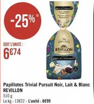 papillotes trivial papillotes trivial pursuit noir, lait & blanc révillon