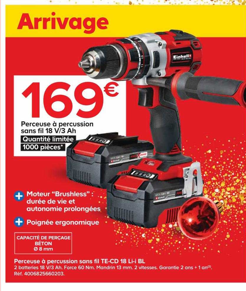 perceuse à percussion sans fil te-cd 18li-i bl einhell