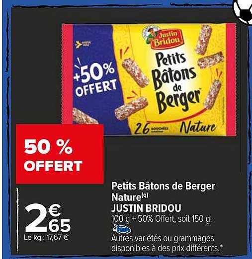 petits bâtons de berger nature justin bridou