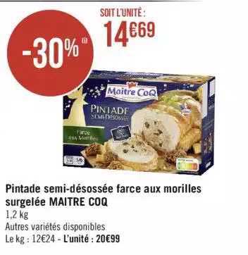 pintade semi-désossée farce aux morilles surgelée maître coq