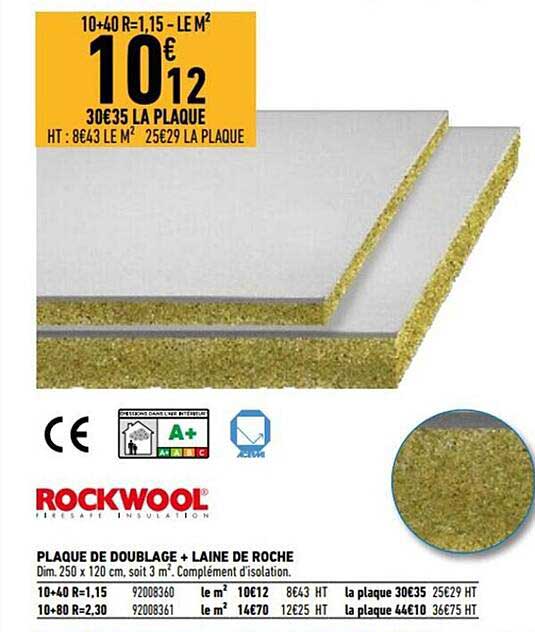 plaque de doublage + laine de roche rockwool