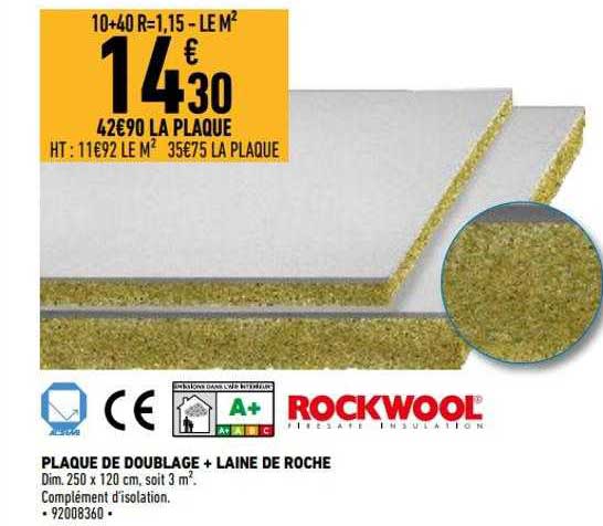 plaque de doublage + laine de roche rockwool