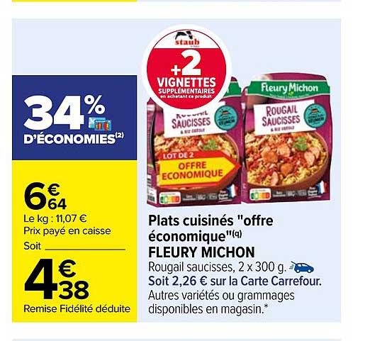plat cuisinés "offre économique" fleury michon