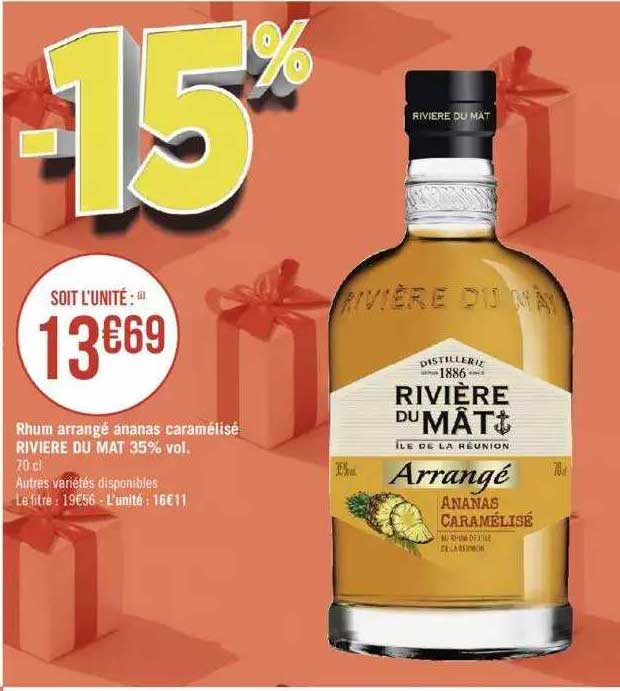 rhum arrangé ananas caramélisé rivière du mat 35% vol.