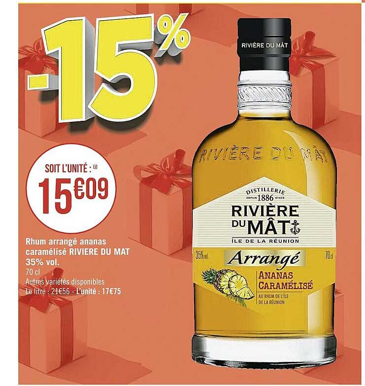 rhum arrangé ananas caramélisé rivière du mat 35% vol.