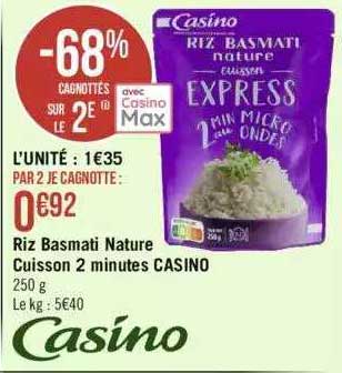 riz basmati nature cuisson 2 minutes casino