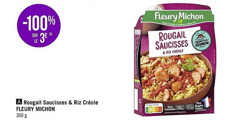 rougail saucisses & riz créole fleury michon