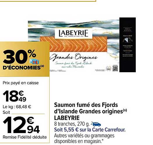 saumon fumé des fjords d'islande grandes origines labeyrie