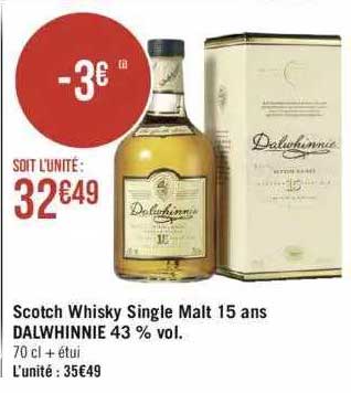 scotch whisky single malt 15 ans dalwhinnie 43% vol.
