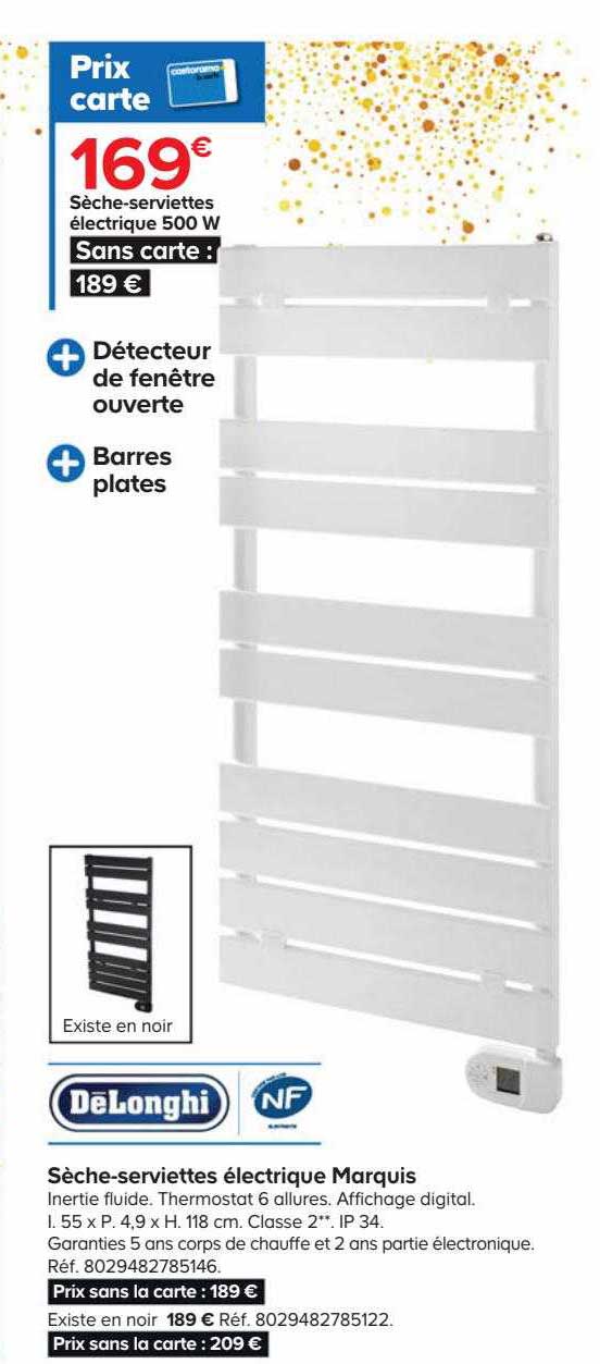 sèche-serviettes électrique 500 w marquis dëlonghi