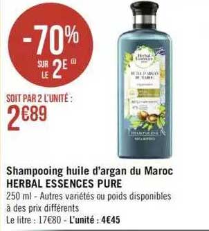 Shampooing Huile D'argan Du Maroc Herbal Essences Pure
