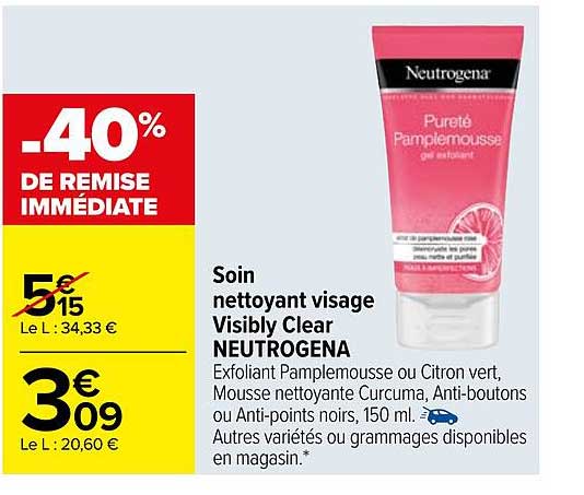 soin nettoyant visage visibly clear neutrogena