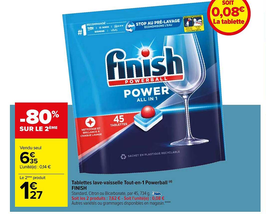 tablettes lave-vaisselle tout-en-1 powerball finish