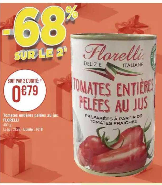 Tomates Entières Pelées Au Jus Florelli