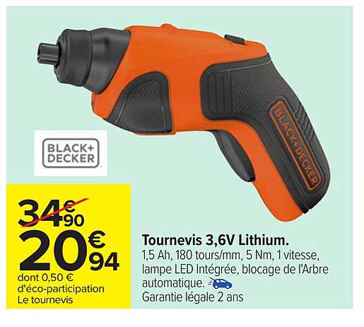 tournevis 3,6v lithium black + decker