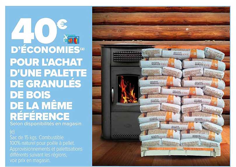 une palette de granulés de bois de la même référence