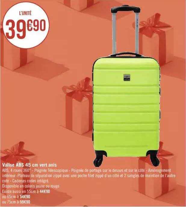 Valise Abs 45 Cm Vert Anis