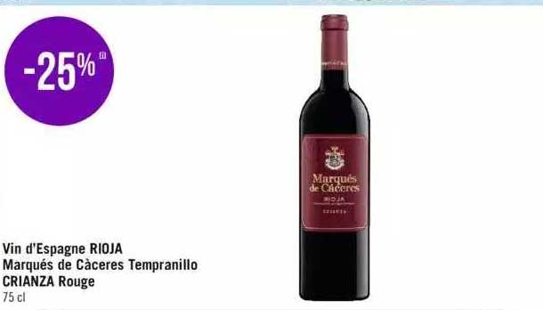 vin d'espagne rioja marqués de càceres tempranillo crianza rouge