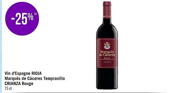 vin d'espagne rioja marqués de càceres tempranillo crianza rouge