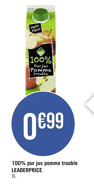 100% pur jus pomme trouble leaderprice