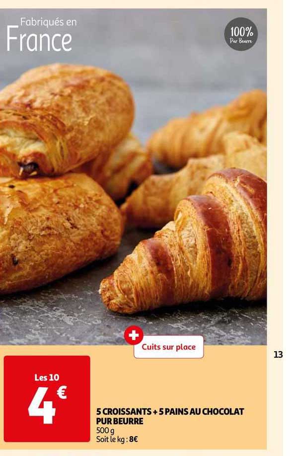 5 Croissants + 5 Pains Au Chocolat Pur Beurre