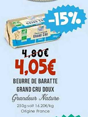 beurre de baratte grand cru doux grandeur nature