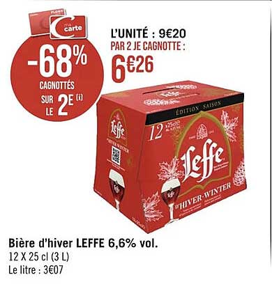 bière d'hiver leffe 6,6% vol.