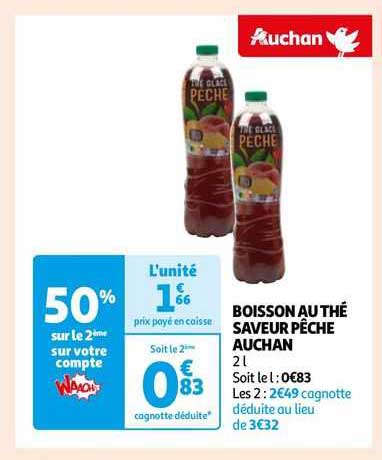 Boisson Au Thé Saveur Pêche Auchan