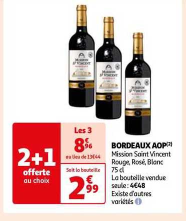 bordeaux aop mission saint vincent rouge, rosé, blanc