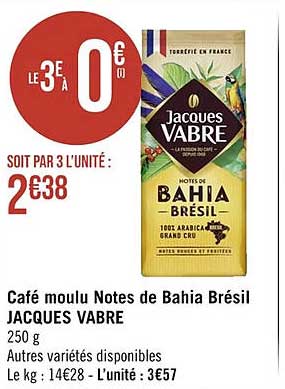 café moulu notes de bahia brésil jacques vabre