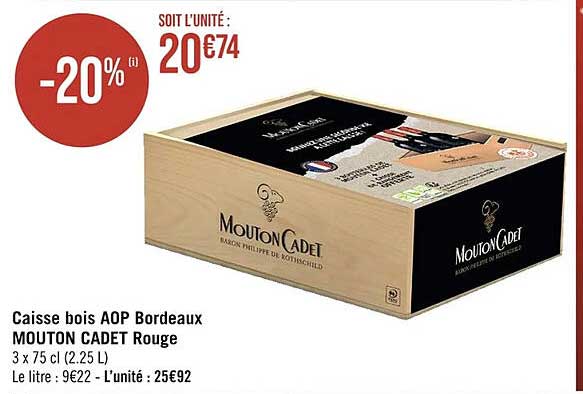 caisse bois aop bordeaux mouton cadet rouge