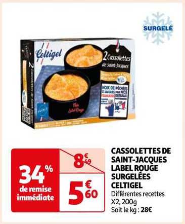 cassolettes de saint-jacques label rouge surgelées celtigel
