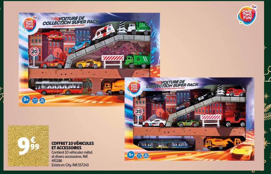 coffret 10 véhicules et accessoires one two fun