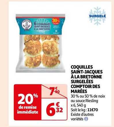 coquilles saint-jacques à la bretonne surgelées comptoir des marées