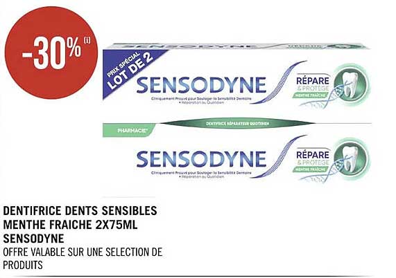 dentifrice dents sensibles menthe fraîche 2x75 ml sensodyne